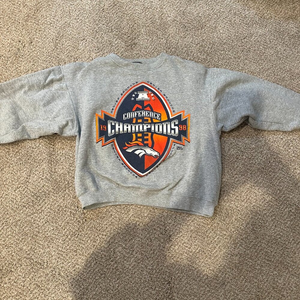 Grey and Orange Denver Broncos crewneck sweatshirt